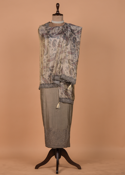 Grey Pashmina Dress Material