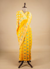 Yellow Georgette Bandhani Saree