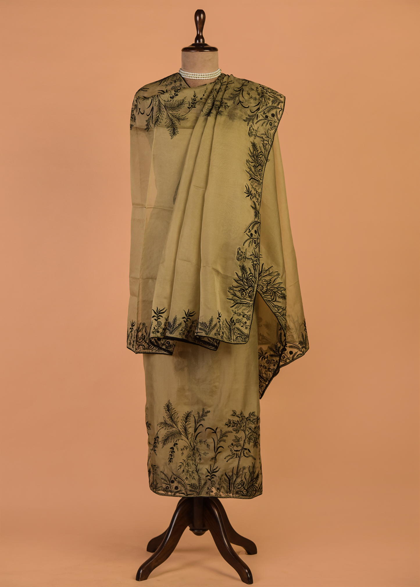 Green Organza Dress Material | Greenways