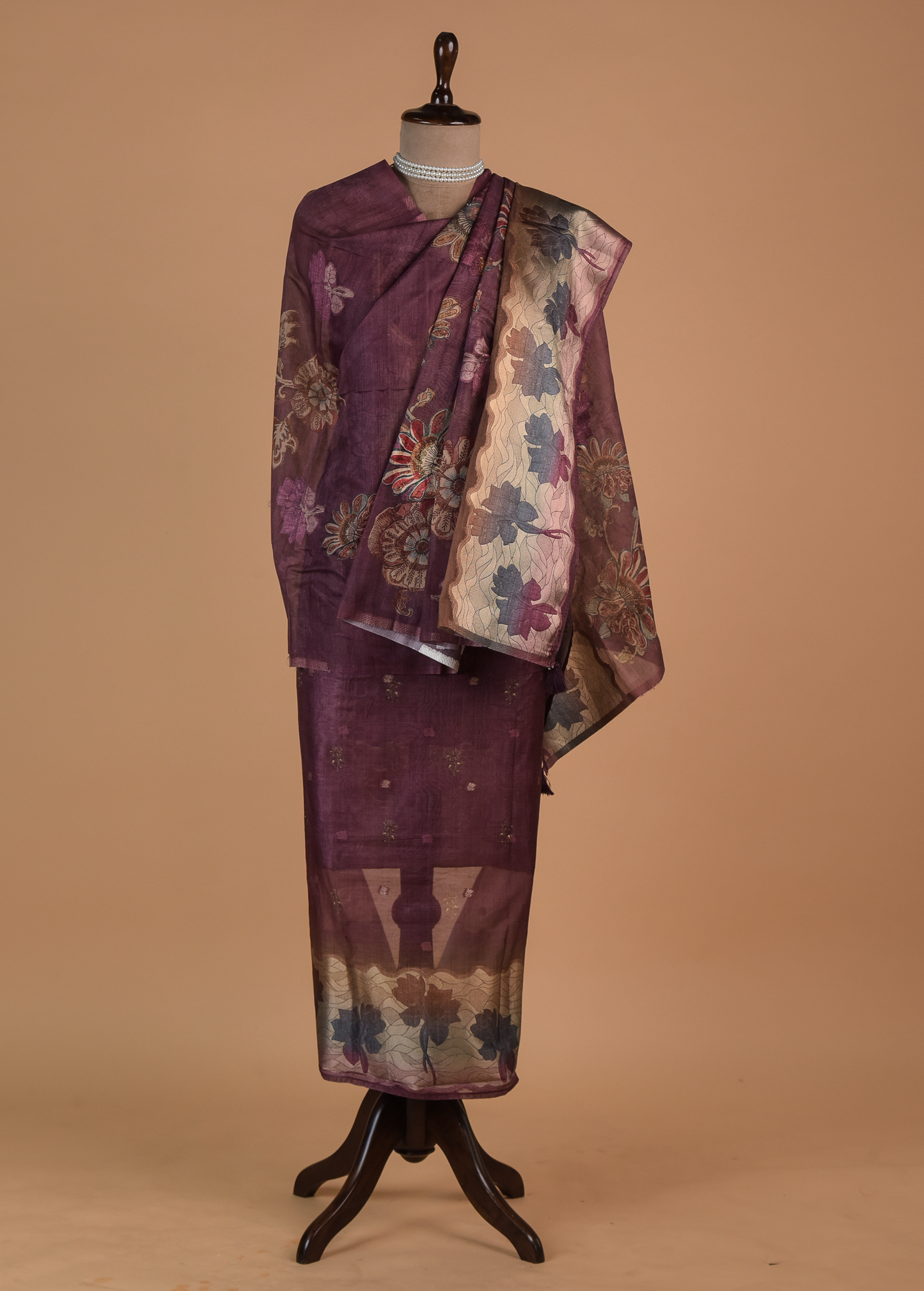 Purple Chanderi Cotton Dress Material