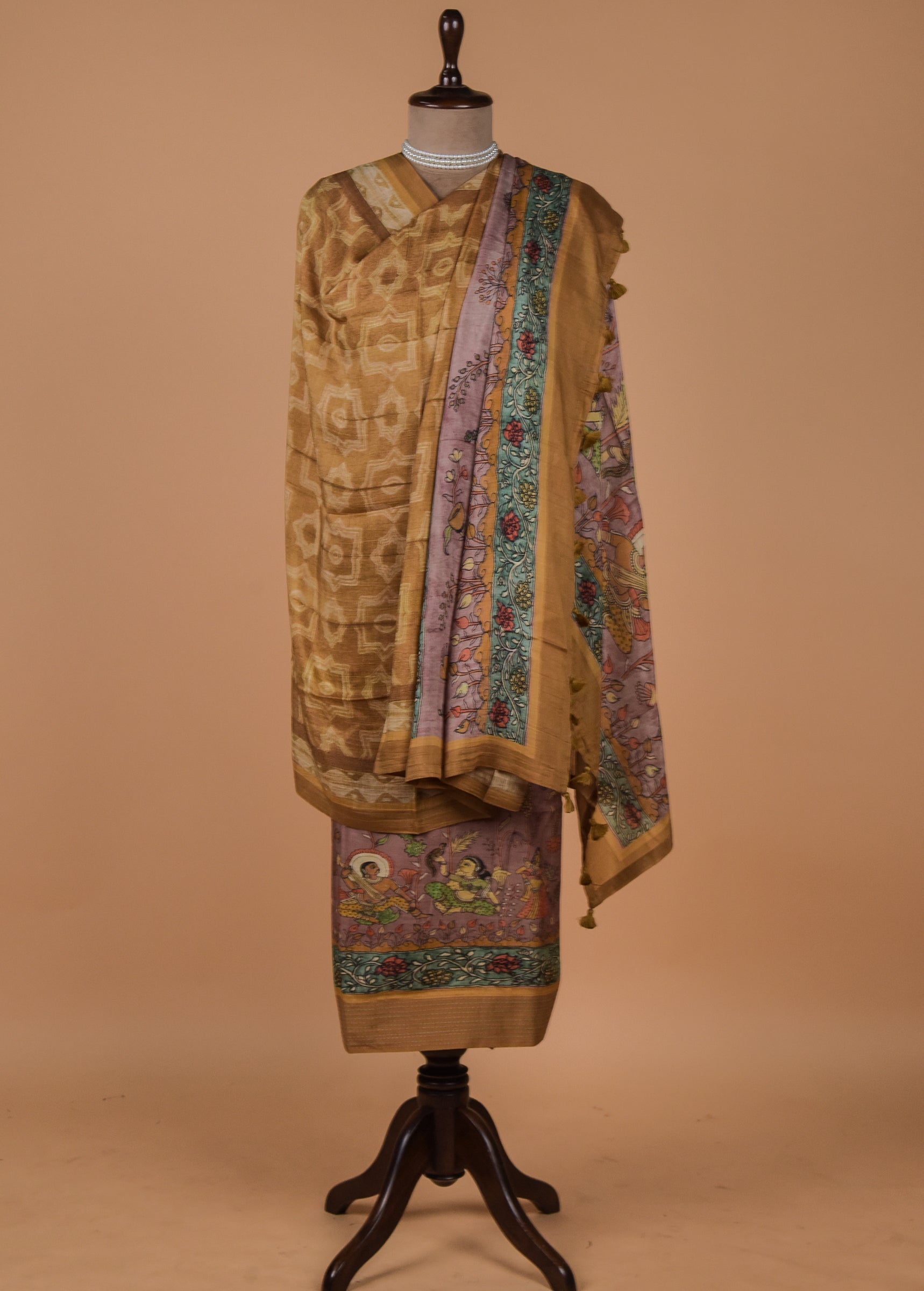 Beige Cotton Silk Dress Material