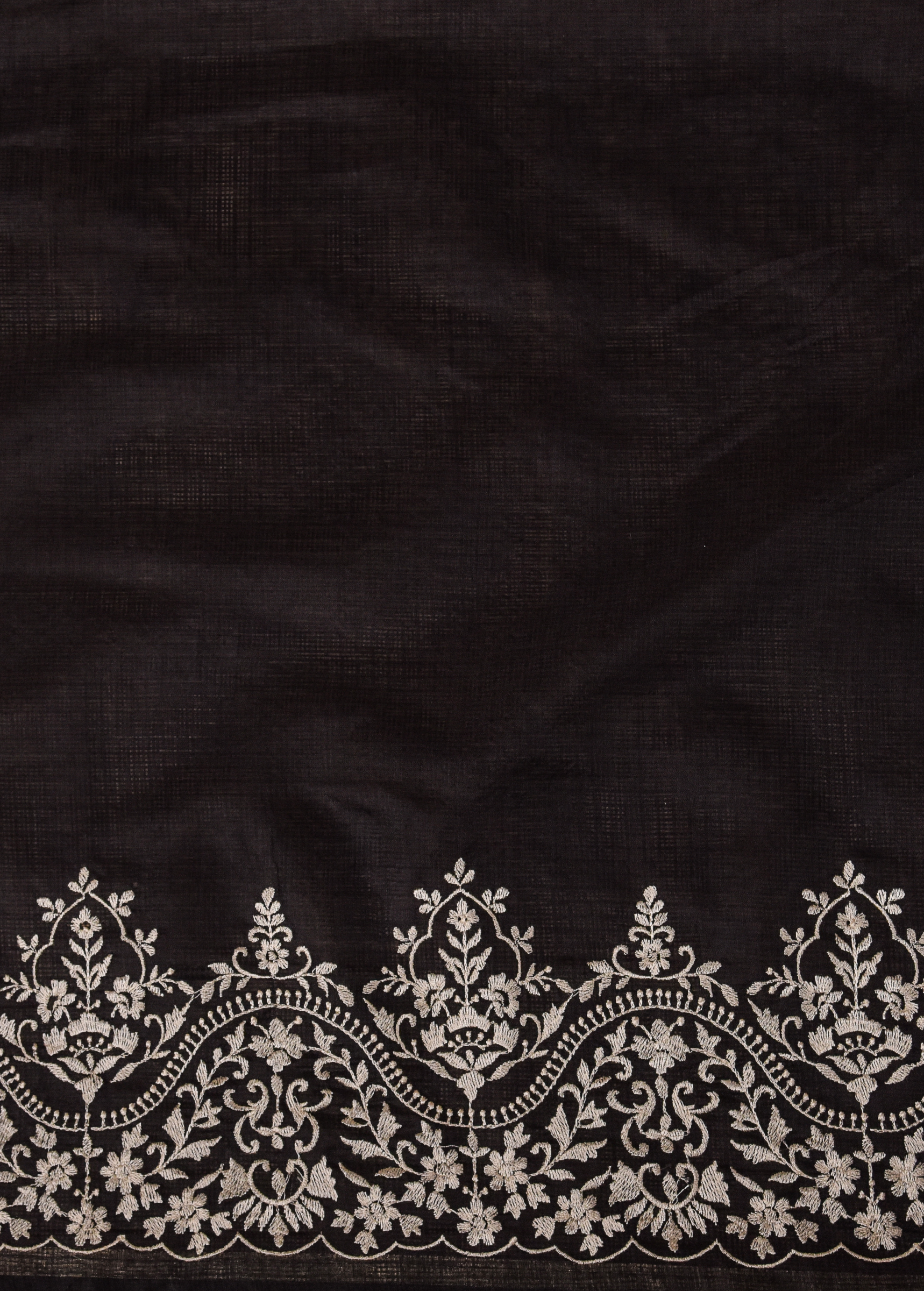 Black Cotton Silk Embroidered Saree