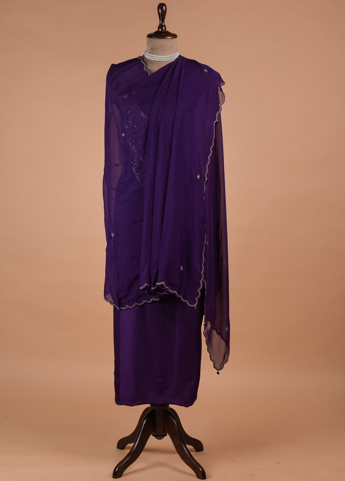 Purple Chinia Silk Dress Material