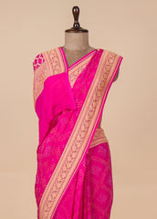 Pink Georgette Bandhani Saree