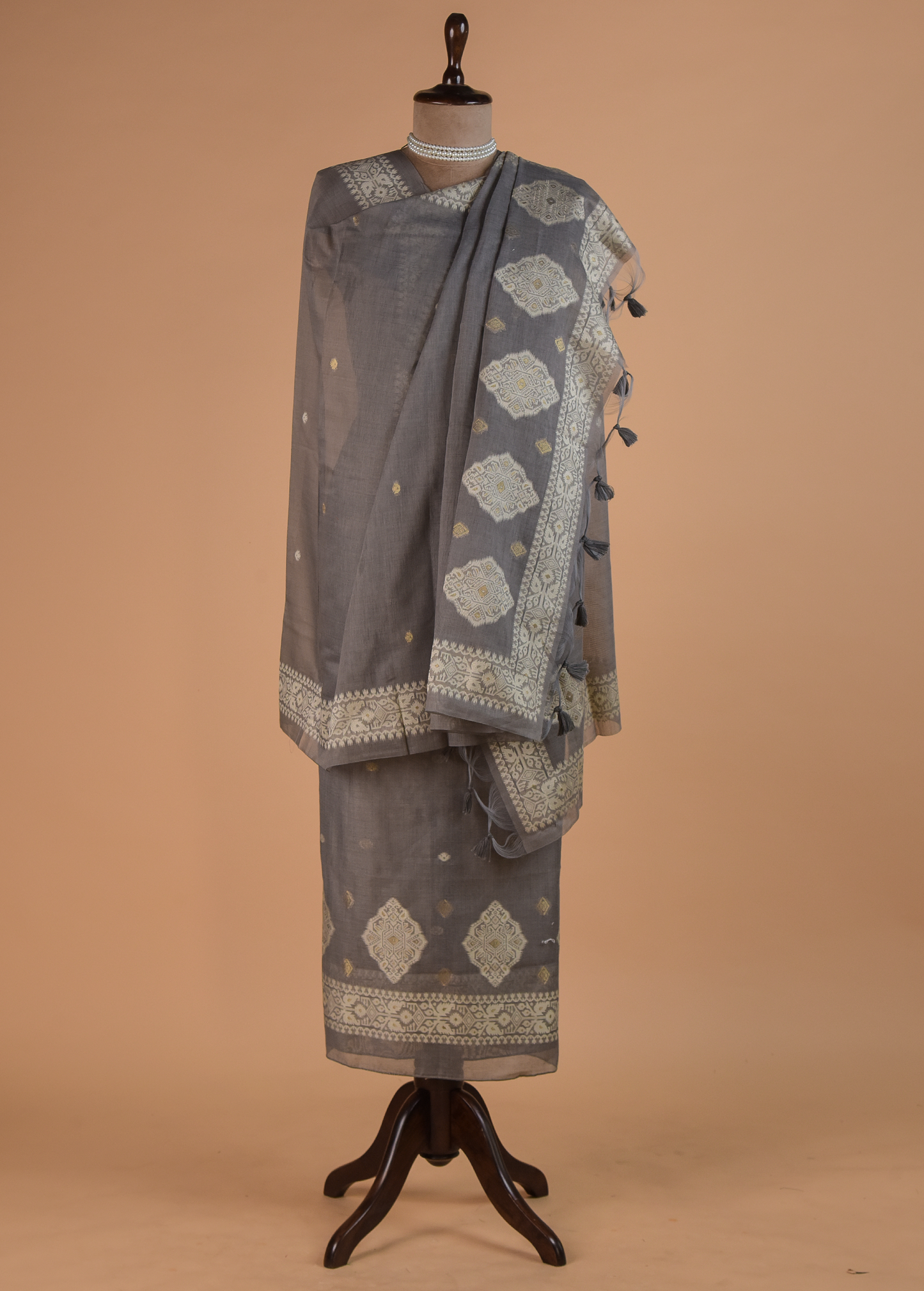 Grey Cotton Dress Material