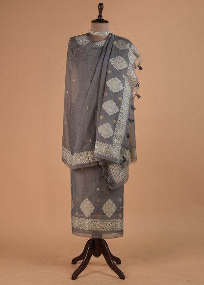 Grey Cotton Dress Material