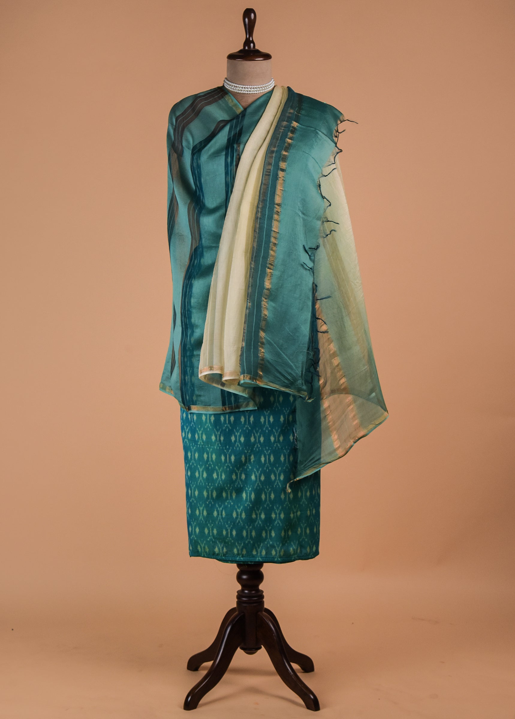 Blue Handloom Cotton Dress Material