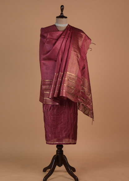 Pink Tussar Dress Material