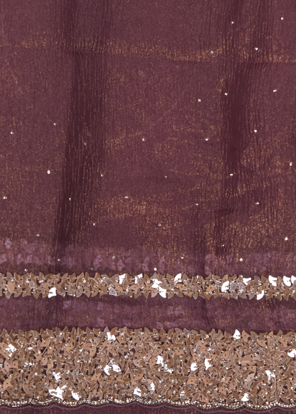 Purple Tissue Georgette Embroidered Saree