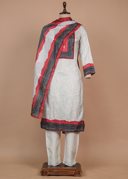 Multicoloured Cotton Silk Straight Set