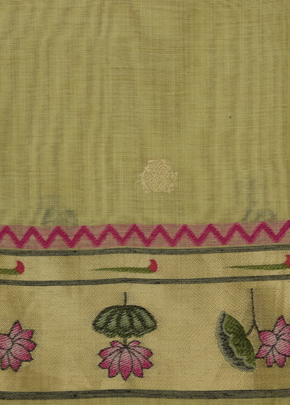 Green Cotton Banarasi Saree