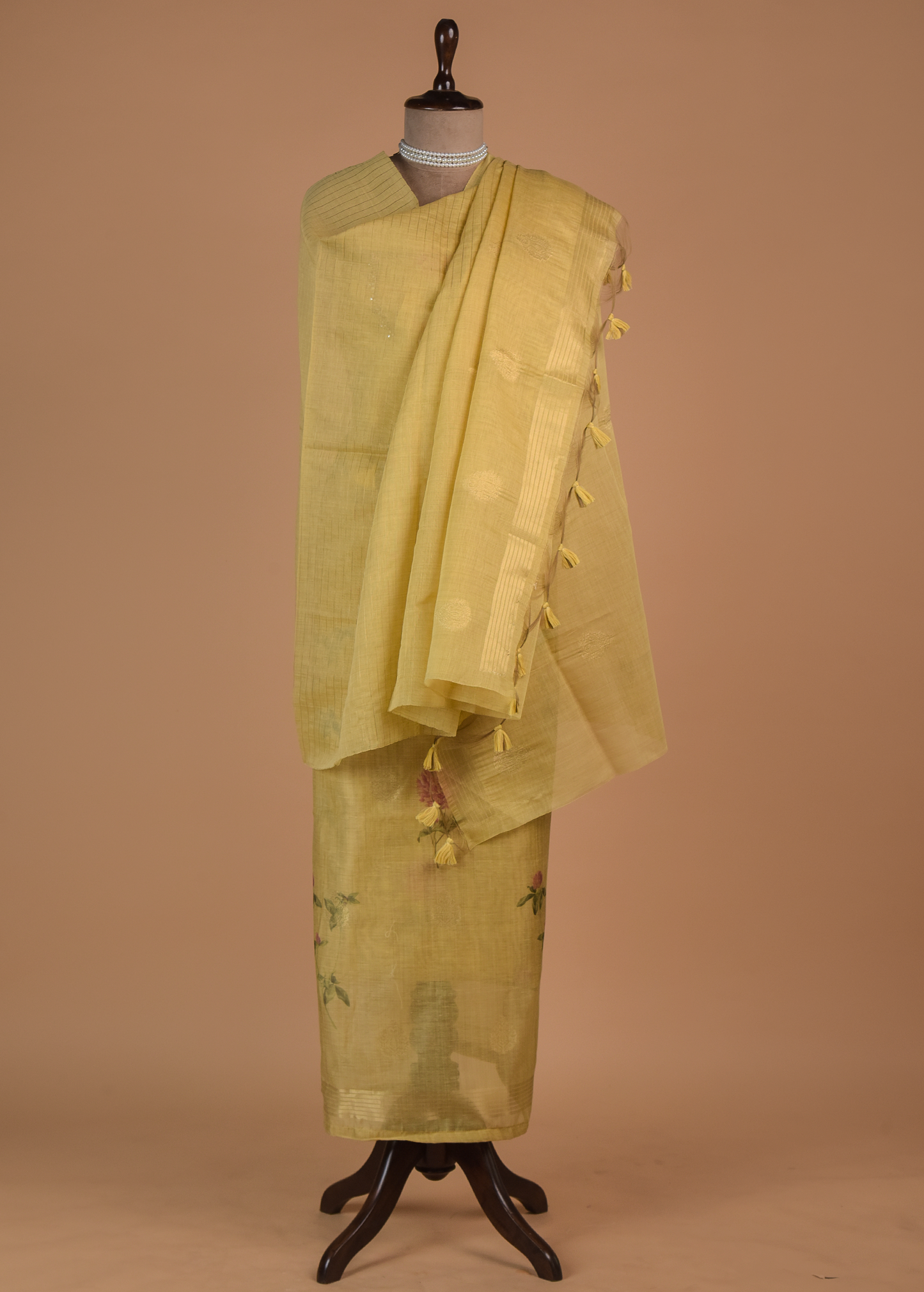 Yellow Chanderi Cotton Dress Material