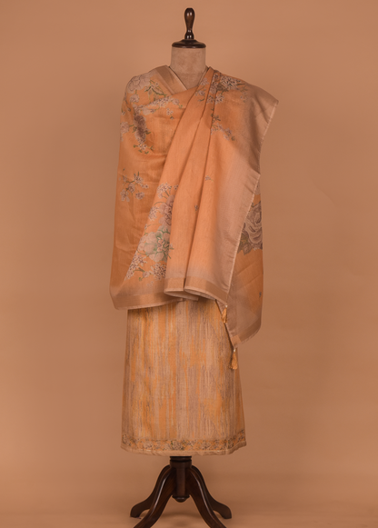 Beige Cotton Dress Material