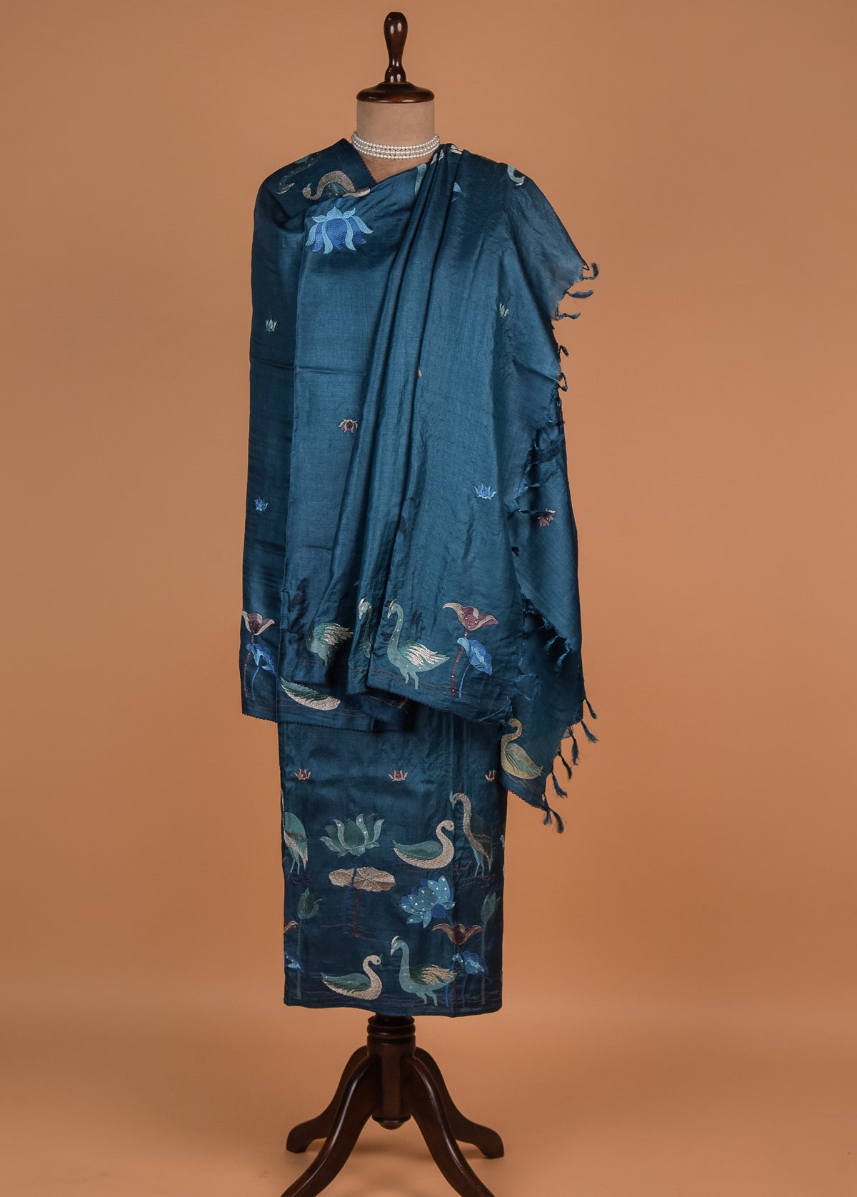 Blue Tussar Dress Material