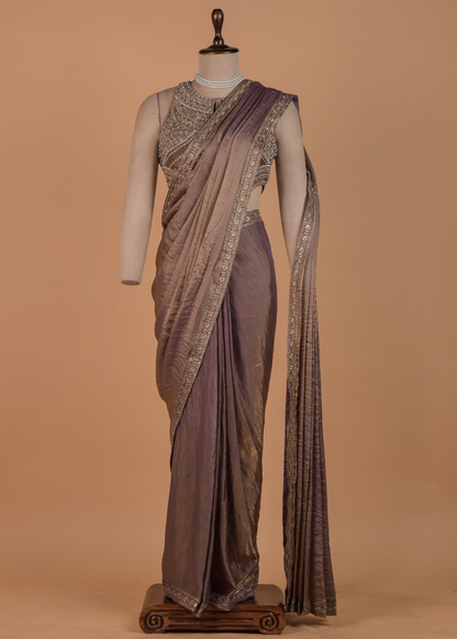 Bronze Tissue Georgette Readymade Saree
