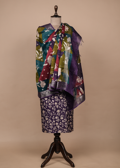 Purple Chanderi Dress Material