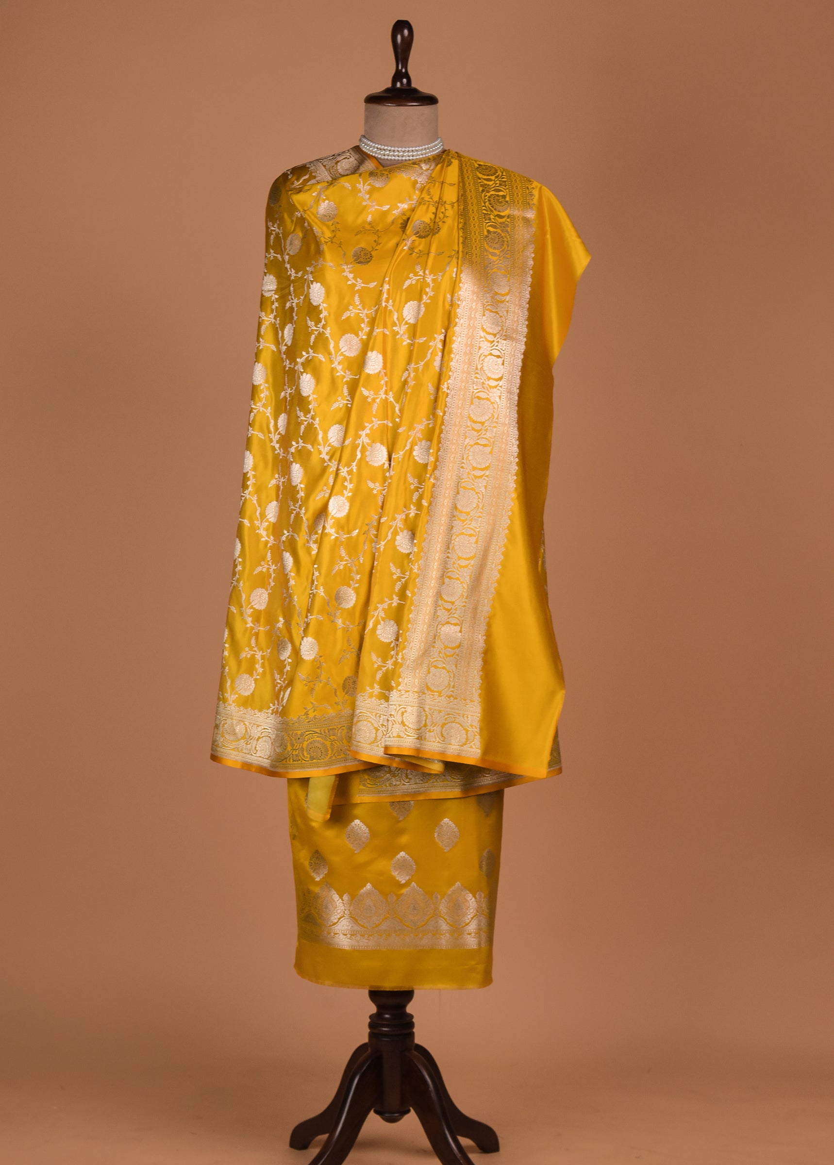 Yellow Art Silk Dress Material