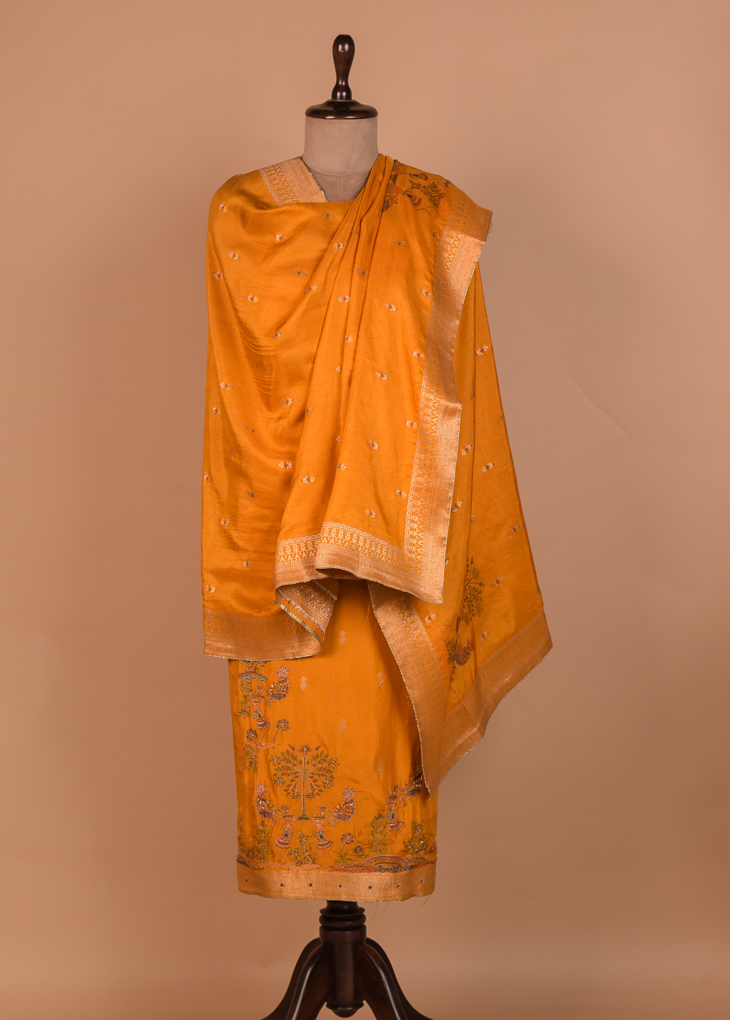 Orange Crepe Dress Material