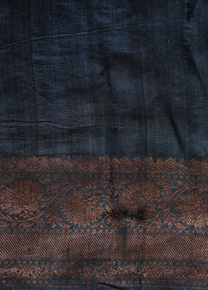 Blue Tussar Silk Printed Saree