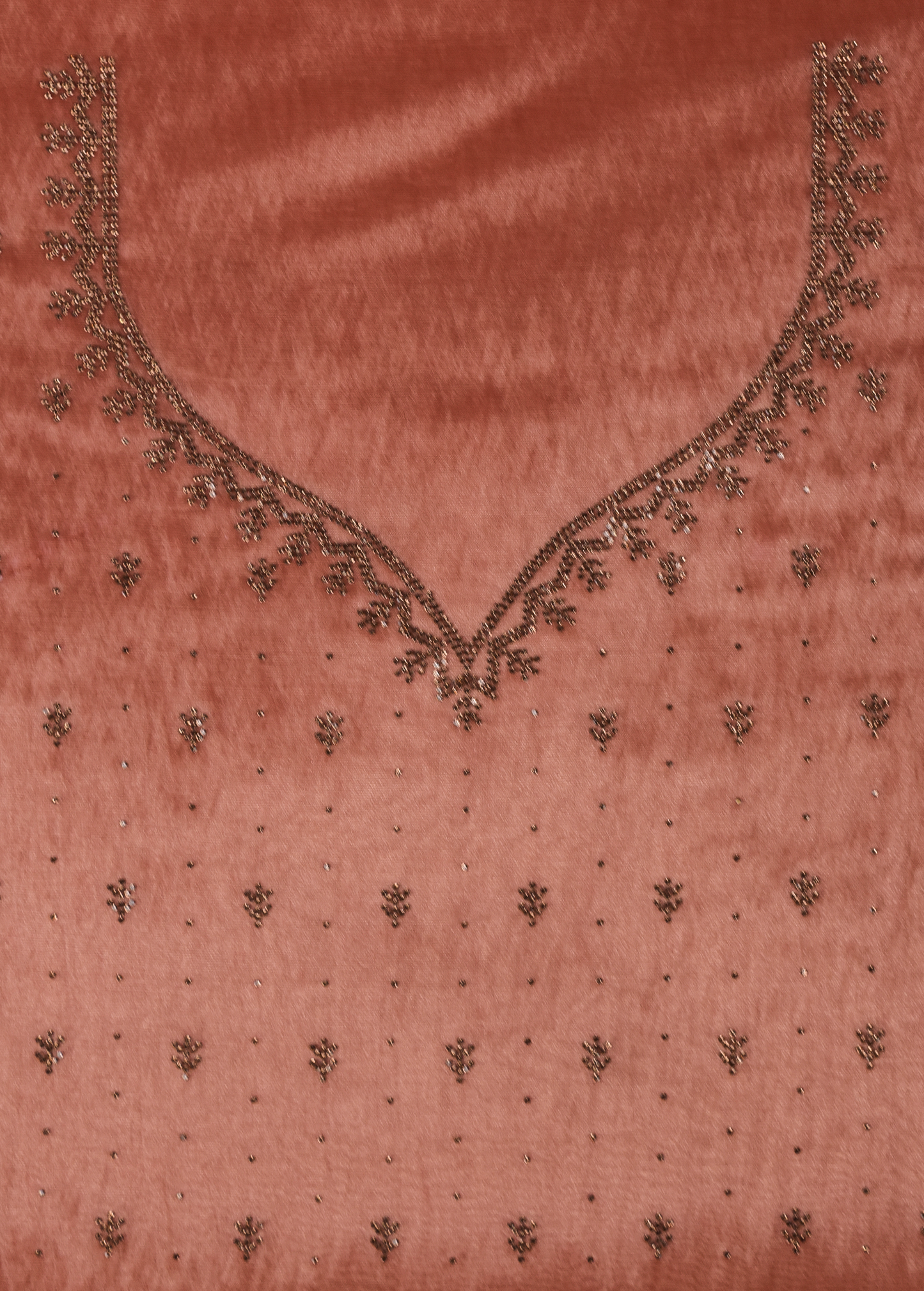 Peach Tissue Organza Embroidered Saree