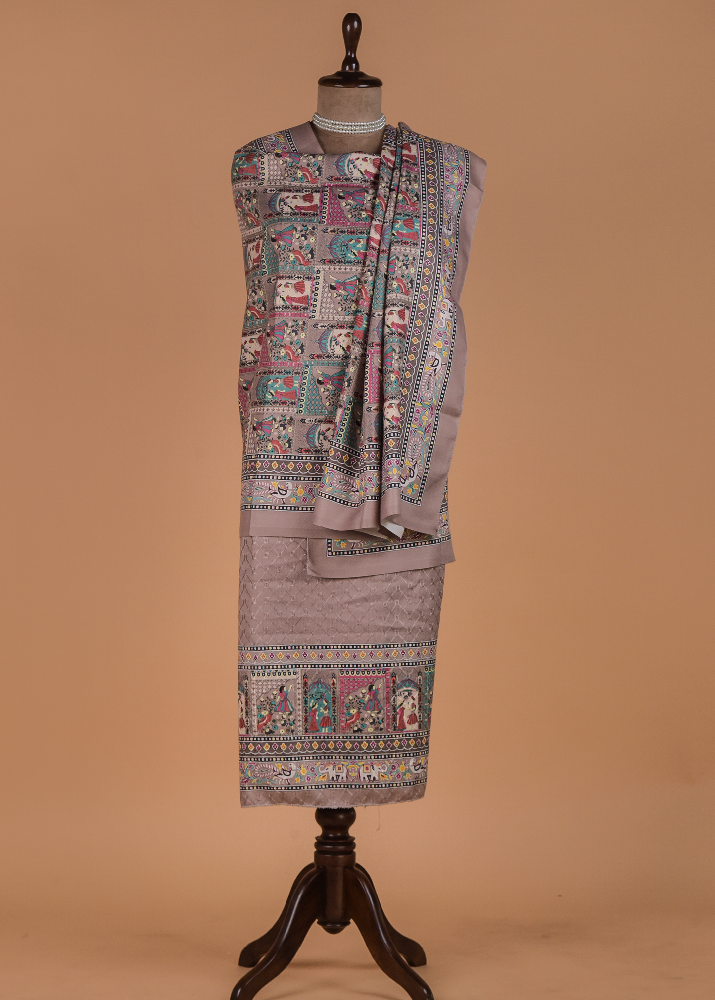 Grey Pashmina Dress Material