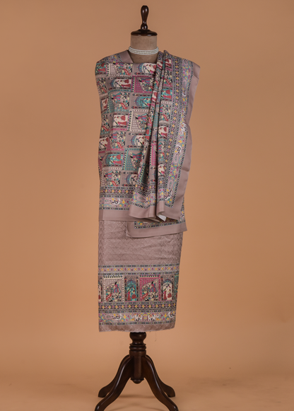 Grey Pashmina Dress Material