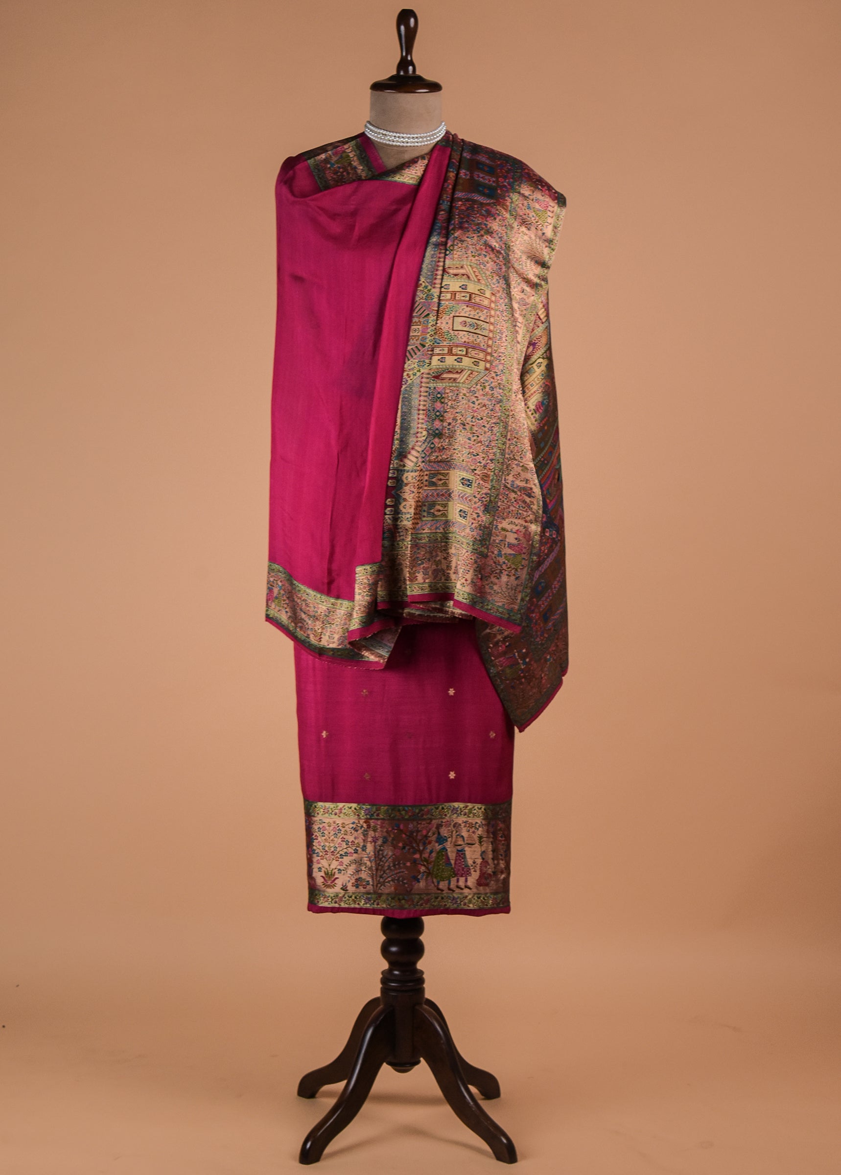 Magenta Dola Silk Dress Material
