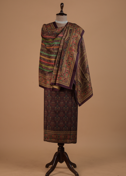 Wine Pashmina Dress Material