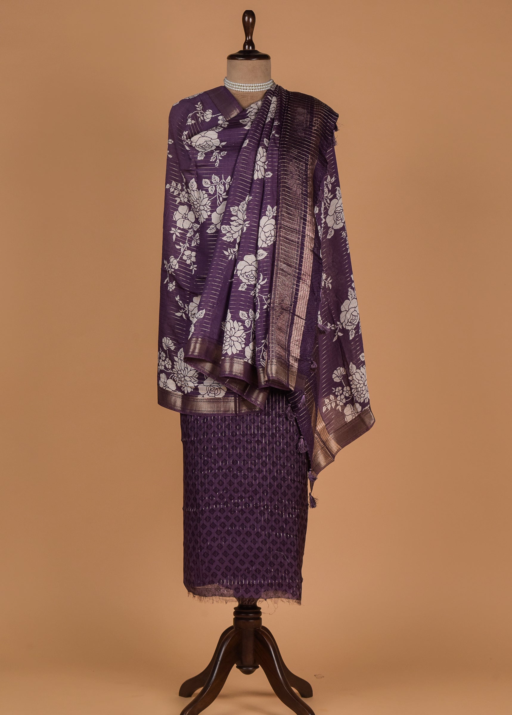 Purple Muslin Crepe Dress Material