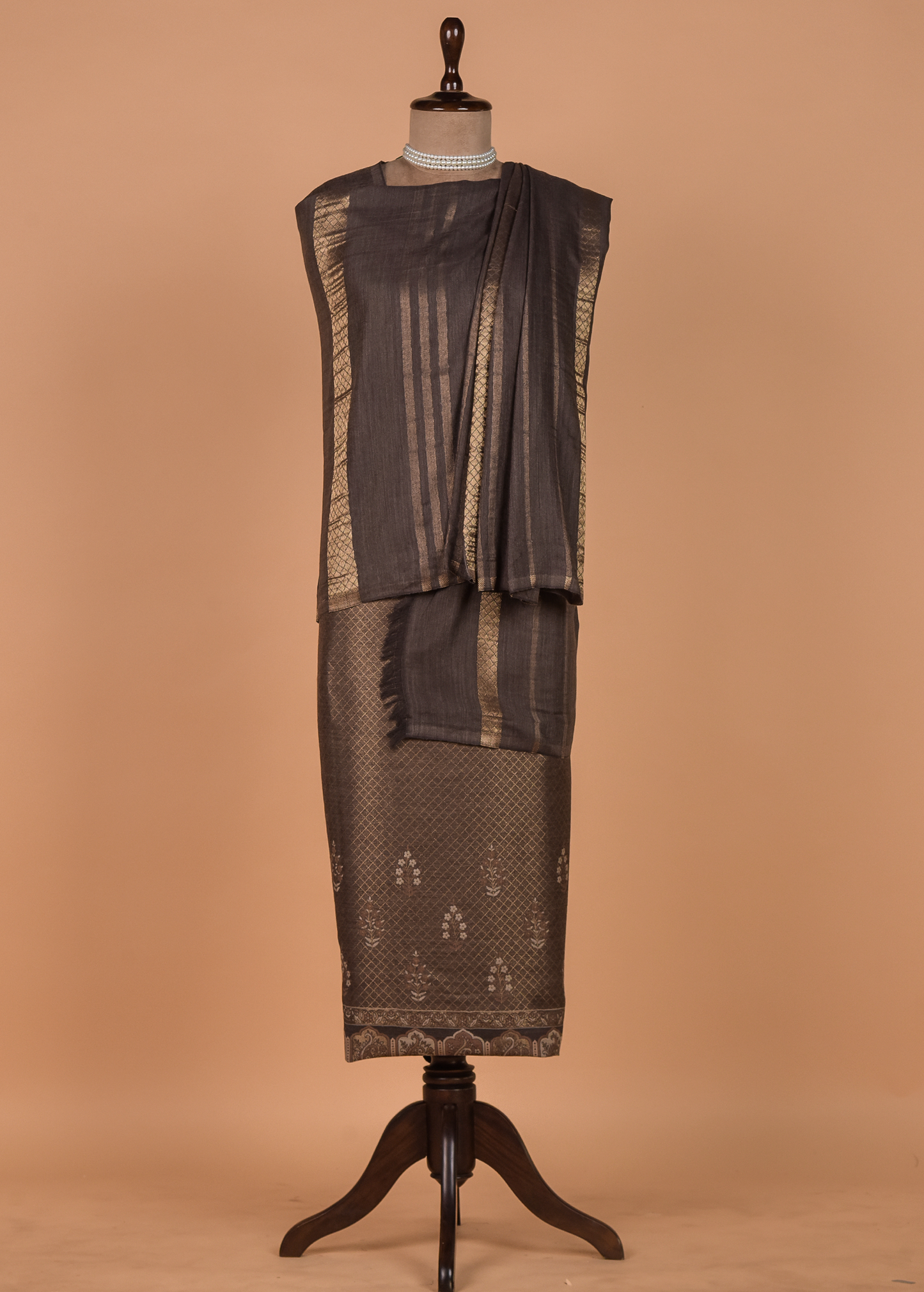 Grey Pashmina Dress Material