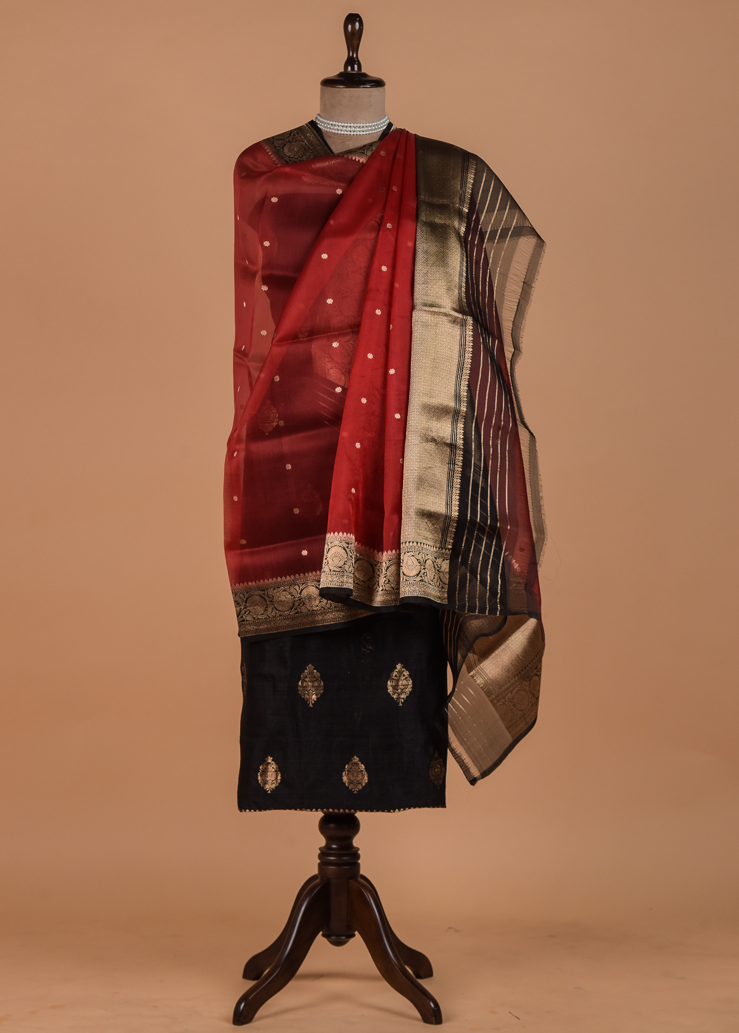 Black Tussar Dress Material