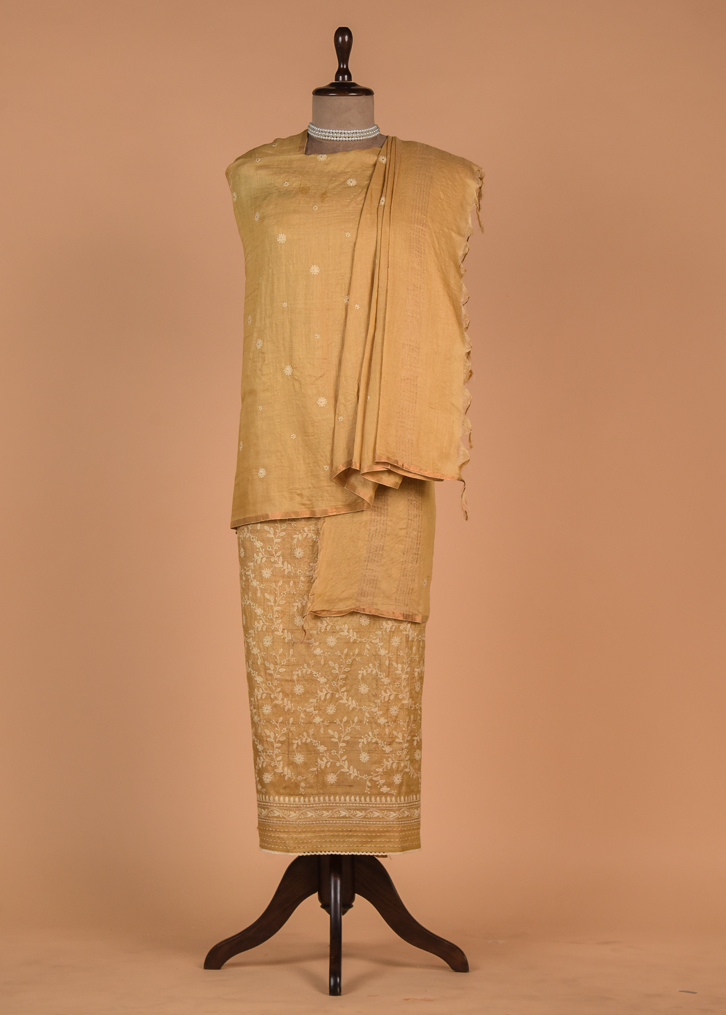 Yellow Tussar Dress Material