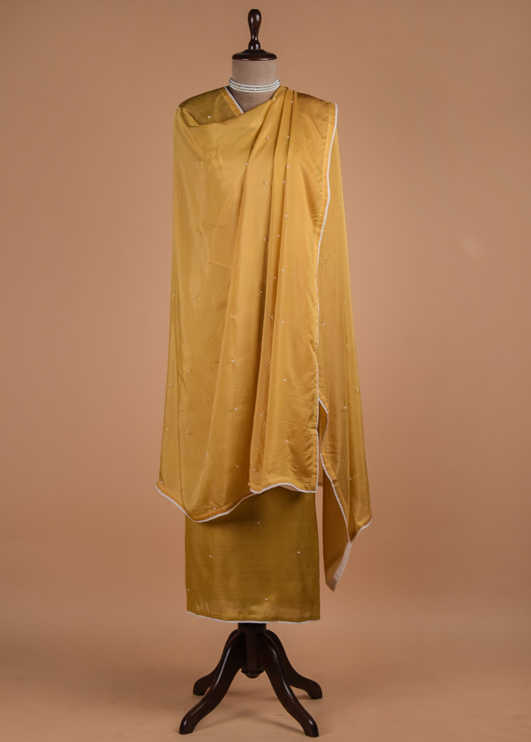 Yellow Cotton Silk Dress Material