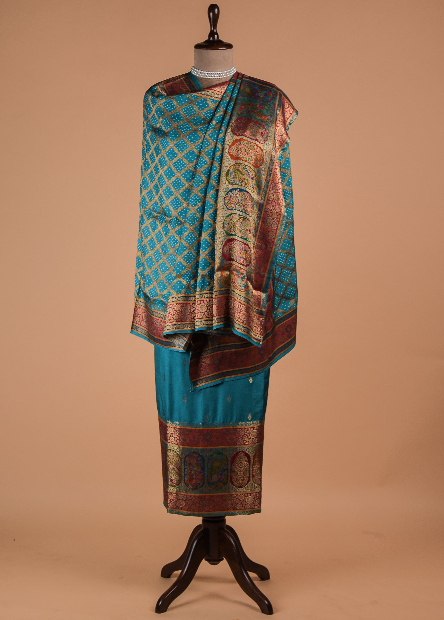 Blue Dola Silk Dress Material