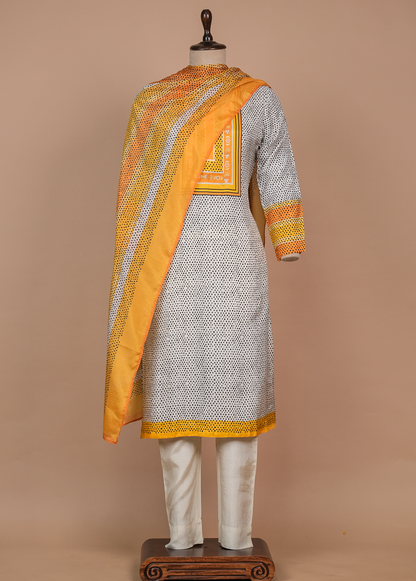 Multicoloured Cotton Silk Straight Set