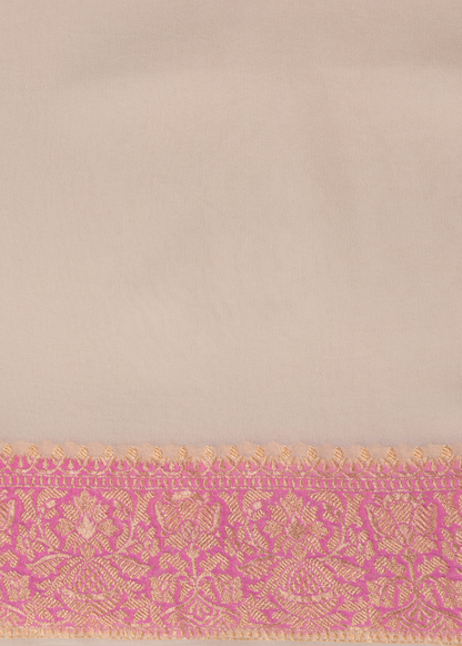 Cream Georgette Banarasi Saree