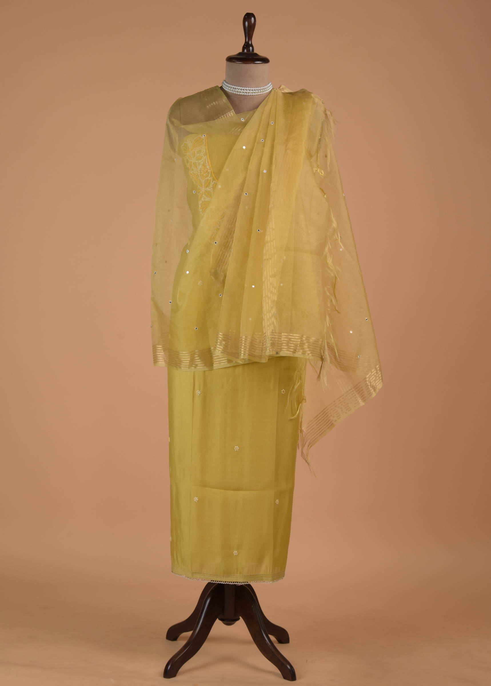Yellow Cotton Dress Material | Greenways