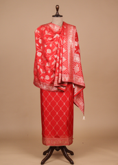 Red Crepe Silk Dress Material