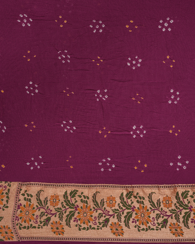 Purple Georgette Bandhani Saree