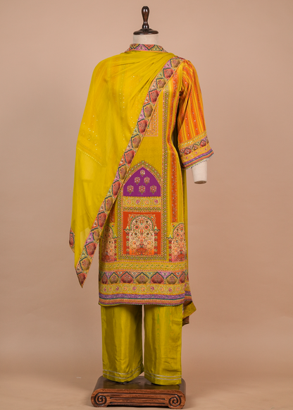 Multicoloured Crepe Straight Set
