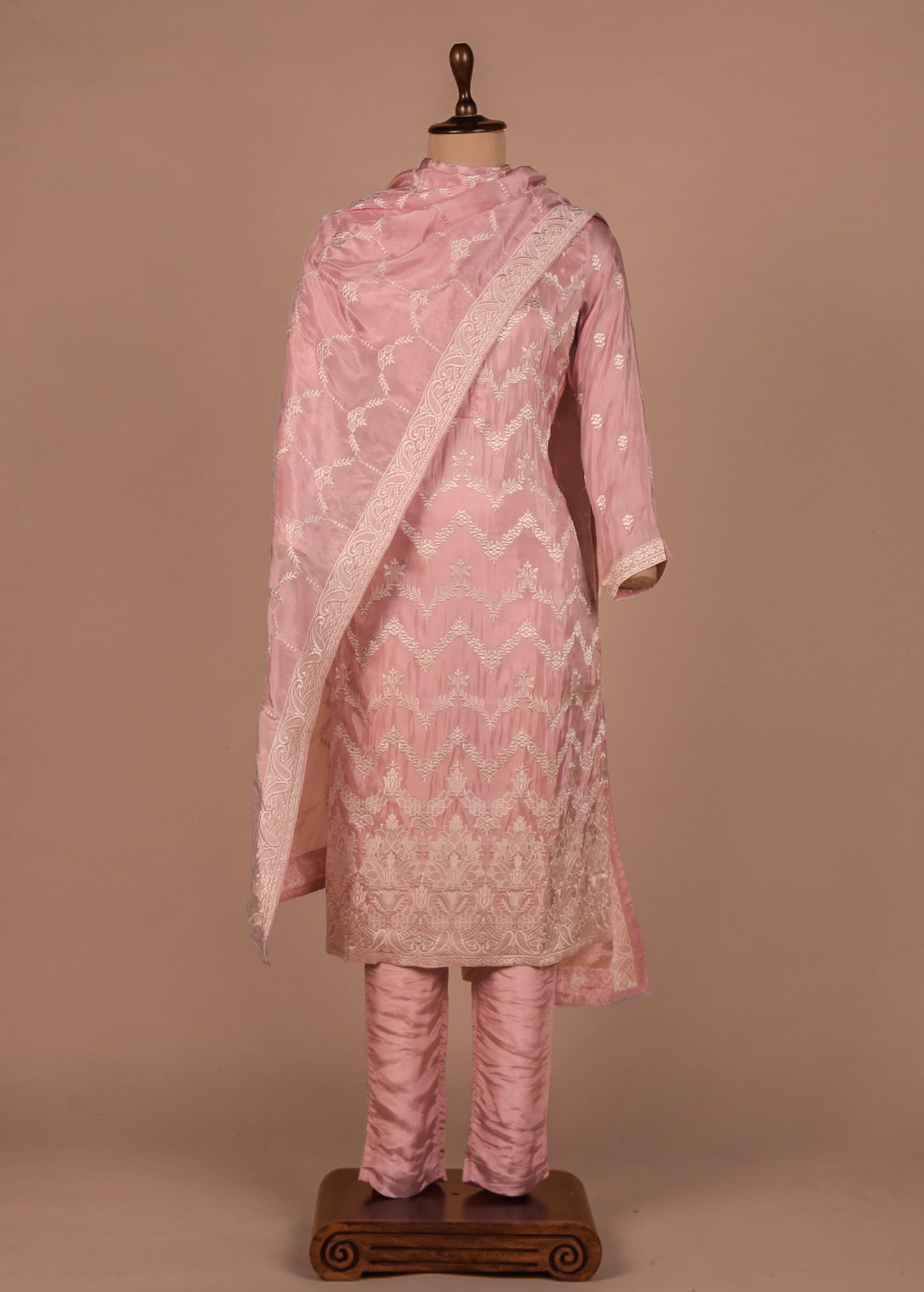 Pink Tissue Georgette Straight Set