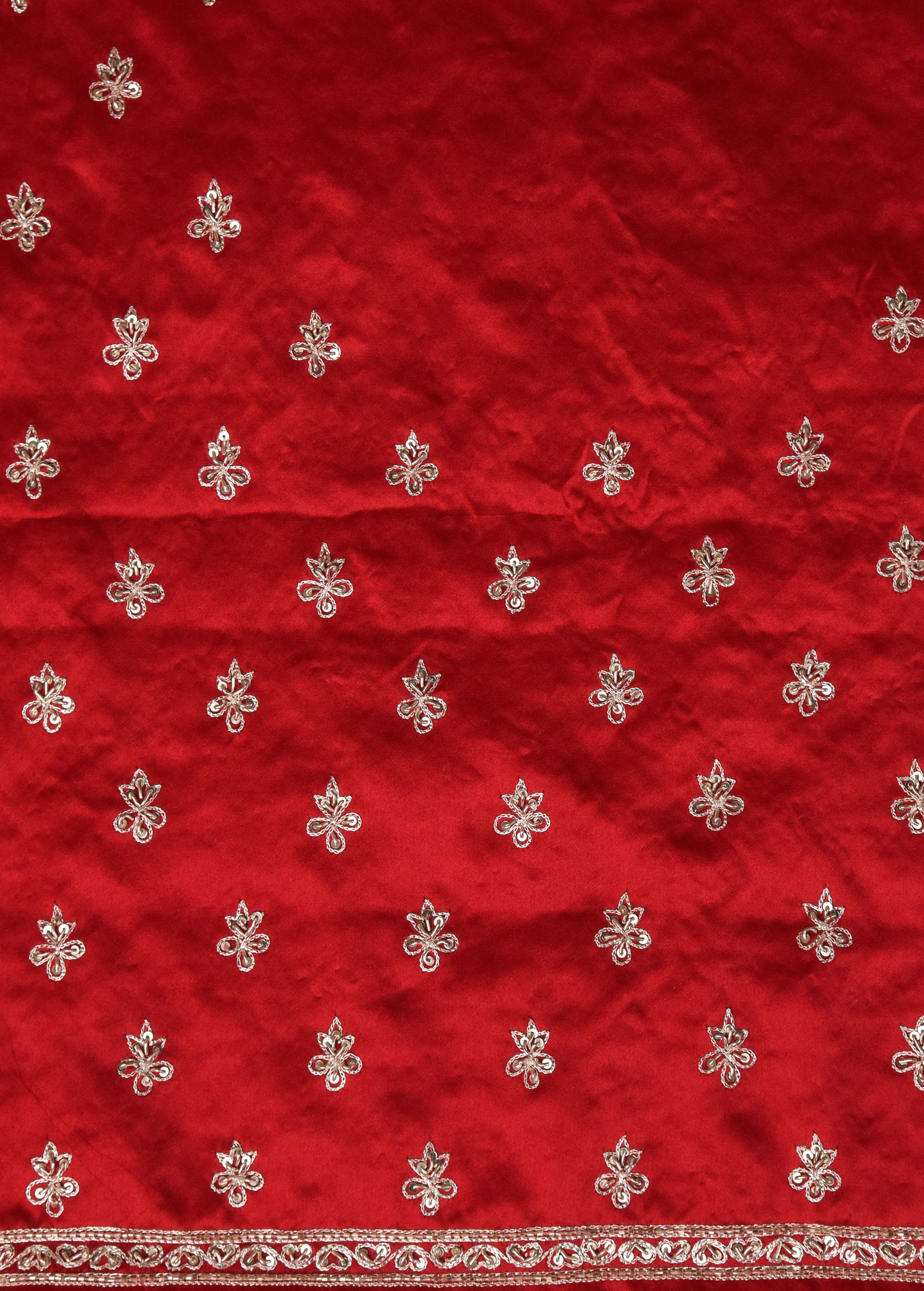 Red Satin Embroidered Saree