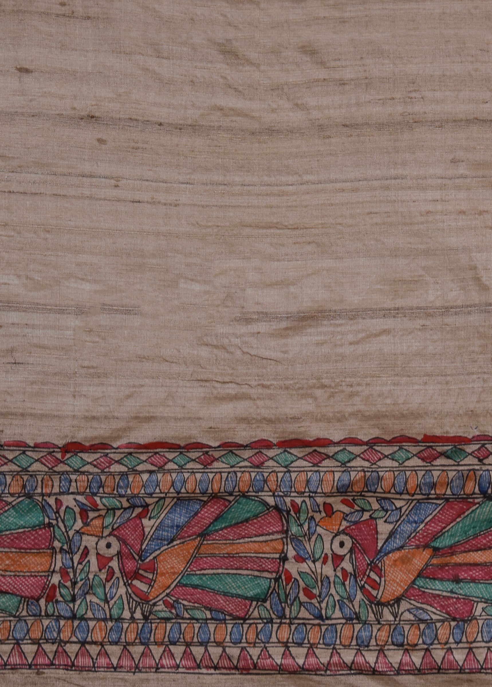 Red Tussar Printed Saree