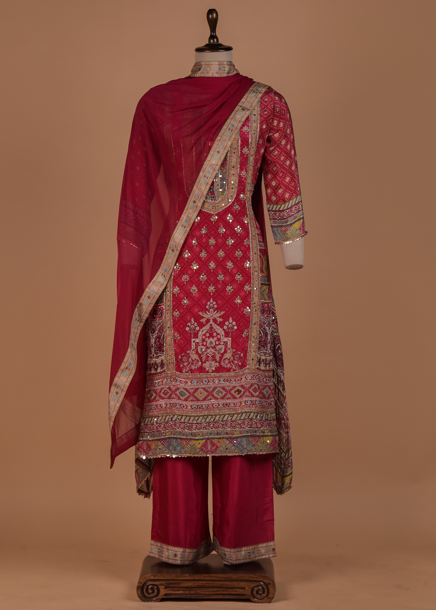 Pink Crepe Silk Straight Set