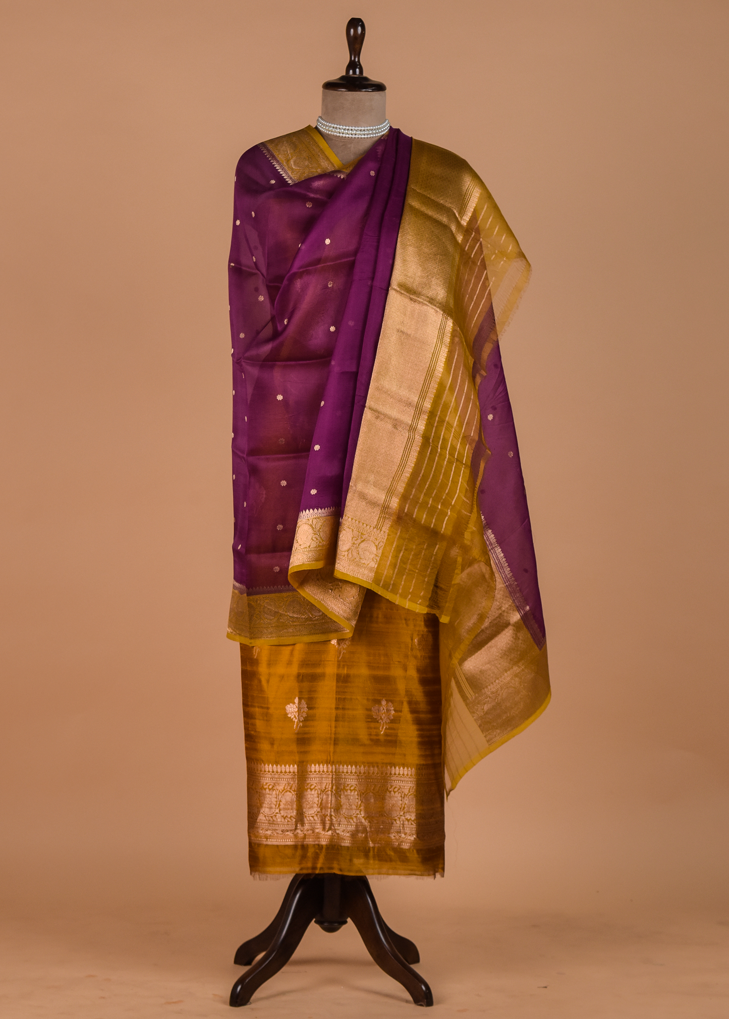 Yellow Tussar Dress Material