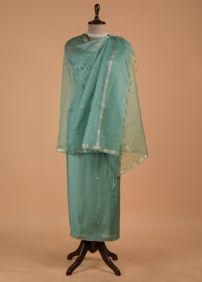 Green Cotton Dress Material