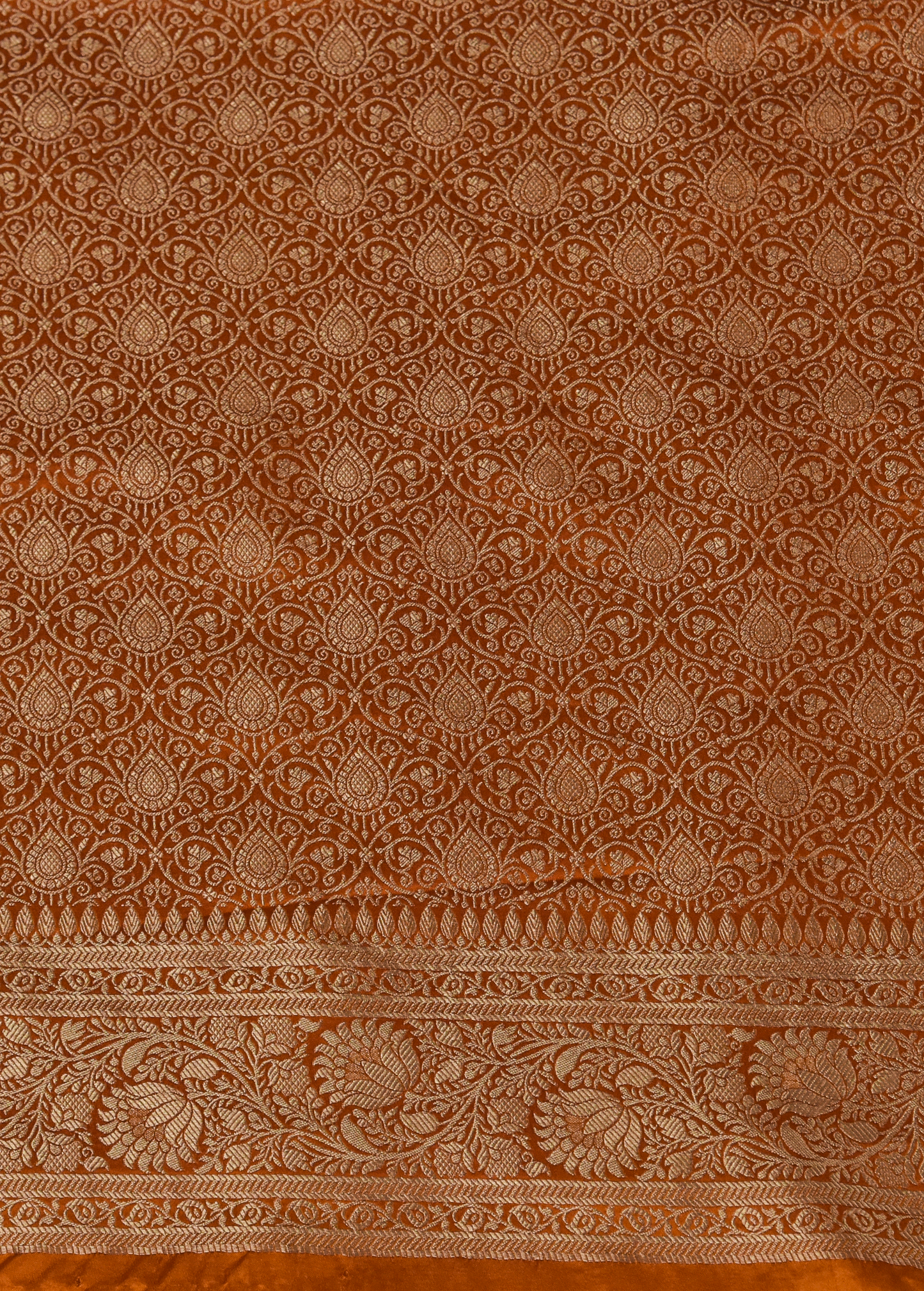Orange Art Crepe Banarasi Saree