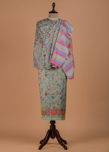 Blue Pashmina Dress Material