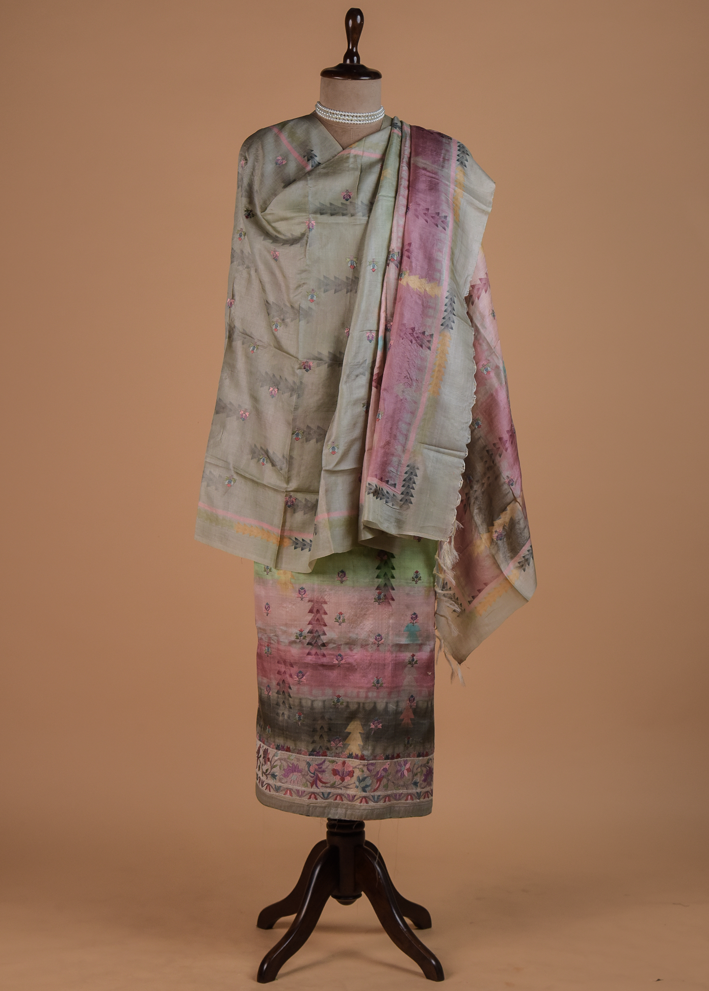 Multicoloured Tussar Dress Material