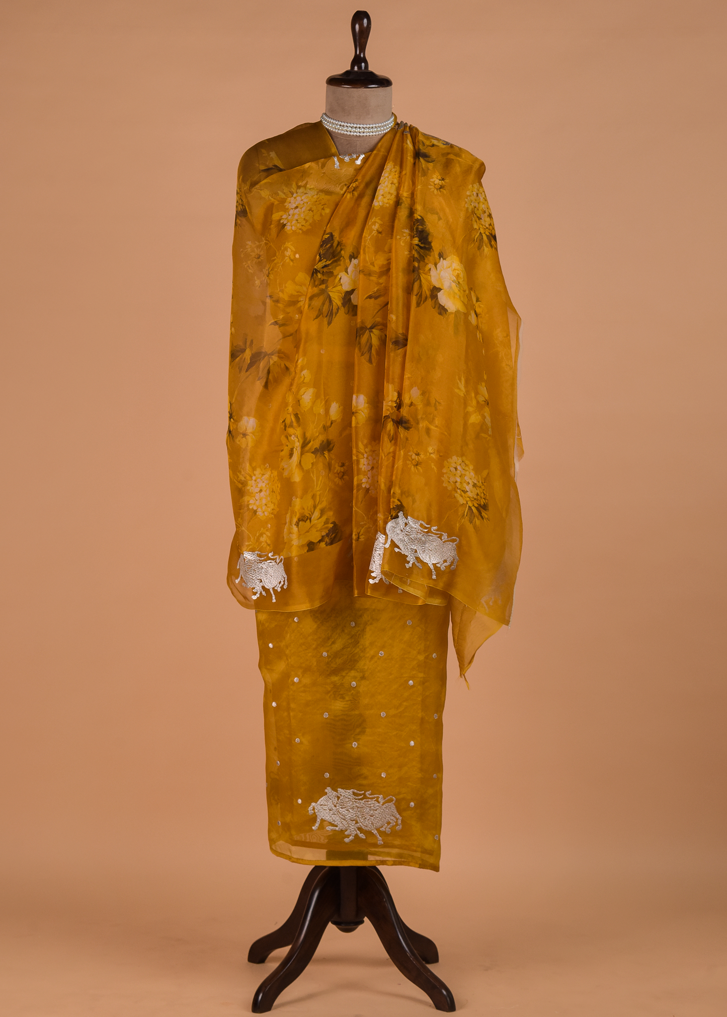 Yellow Cotton Silk Dress Material - Image 4 | Greenways Delhi